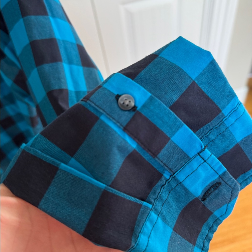 Oakley Blue Black Buffalo Plaid Button Down Flannel Shirt Men's Size Medium M - Picture 10 of 14